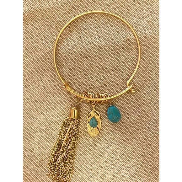 Brushed Gold Charm Bangle Bracelet - Picture 1 of 1